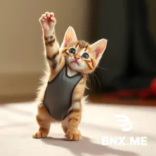 a kitten as a gymnast