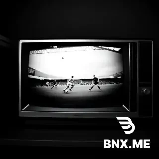 Scene: Black screen to vintage TV text Black and white grainy 1990s football footage, Newcastle United playing, old television screen with scan lines, nostalgic vintage effect, 4:3 aspect ratio make it animation