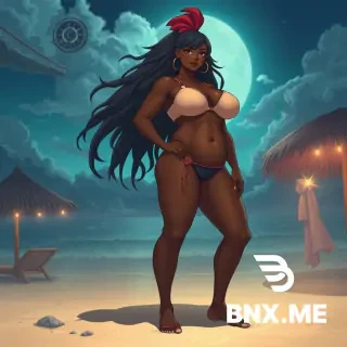 Futanari dark skinned on the beach  anime big boobs big ass giant cock
