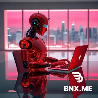 A futuristic humanoid AA A highly advanced humanoid AI robot with a glossy crimson-red translucent glass-like body, revealing subtle internal glowing circuits, seated behind a sleek modern glass desk, working on a futuristic thin laptop with a glowing holographic screen, the robot's hands typing on the keyboard, ambient pink and red neon lighting reflecting off its smooth glass surface, background is a minimalist futuristic office with large windows showing a night city skyline, photorealistic, hyper-detailed, 8k, cinematic depth of field, sharp focus, no text, no animals, sci-fi aesthetic, unreal engine 5 renderhighly advanced humanoid AI robot with a glossy crimson-red translucent glass-like body, revealing subtle internal glowing circuits and mechanical core, standing confidently in a futuristic minimalist gallery, ambient pink and red neon lighting reflecting off its smooth glass surface, sleek humanoid form with elegant proportions, matte black joints and hands, head with a smooth visor displaying a soft blue digital pattern, photorealistic, hyper-detailed, 8k, cinematic volumetric lighting, sharp focus, no text, no animals, pure sci-fi aesthetic, unreal engine 5 render, masterpiece compositionI robot with a flawless white and chrome metallic body, seated gracefully at a minimalist glass desk, interacting with a glowing transparent holographic laptop, floating digital equations and AI neural network nodes surrounding it, background is a luxurious futuristic penthouse with panoramic night city view through floor-to-ceiling windows, neon blue and violet ambient lighting reflecting off the robot’s surface, photorealistic, hyper-detailed, cinematic depth of field, award-winning composition, moody sci-fi aesthetic, 8k, unreal engine 5 render style, sharp focus, no animals, only robot