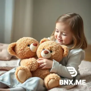 A picture of a cute girl playing with her teddy bear.