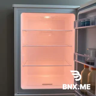 empty fridge light open