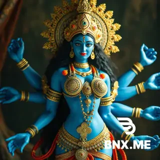 Bikini hindu goddess durga blue skin six arms without any jwellery