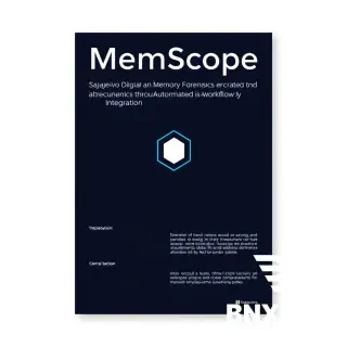 Act as a professional UI/UX designer. Design a vertical poster (2:3 aspect ratio) for a computer science research project titled "MemScope: Enhancing Digital Memory Forensics Through Automated Workflow Integration."  Style requirements: - Minimalist, modern, typography-focused - Dark theme (deep charcoal #1A1A1A or navy #0A1128) - Accent color: electric cyan (#00F0FF) or neon blue - Generous negative space, clean grid system - No paragraphs of text — only keywords, short phrases, icons, and data-visualization-like abstract elements - Use geometric shapes, thin lines, subtle hex patterns, or memory-address abstractions as decorative elements - Sans-serif fonts only (Inter, Helvetica Neue, SF Pro — feel like a tech conference poster)  Layout (vertical flow, top to bottom):  Header section (top 20%): - "Sarajevo School of Science and Technology" (small, light gray, uppercase tracking) - "Department of Computer Science" (small, light gray) - Main title "MEMScope" (large, bold, accent color) - Subtitle: "Enhancing Digital Memory Forensics Through Automated Workflow Integration" (thin, white, single line max) - "Second Progress Report | 2026" (small, accent underline)  Middle section (60%): A central abstract graphic representing memory forensics workflow — stylized as three connected nodes or a vertical flow: ACQUISITION → ANALYSIS → INTEGRITY. Use thin glowing lines connecting them. Add subtle "memory dump" visualization (bars, hex digits fading to organized data). Around this graphic, place small keyword clusters: - Left side: "WinPMEM · LiME · Volatility3" - Right side: "Cross-platform · Automated hashing · Case tracking" Bottom of middle section: two lines — "Fileless malware detection" and "Reduced memory footprint" (with small checkmark icons)  Footer section (bottom 20%): - Horizontal divider line - "Mentor: Zanin Vejzović" - "Student: Adna Jašarević" - Year "2026" centered at very bottom  Overall: The poster must feel like a high-end UI design — balanced, spaced, with clear visual hierarchy. No clutter. No stock photos. Only abstract/geometric data visuals.