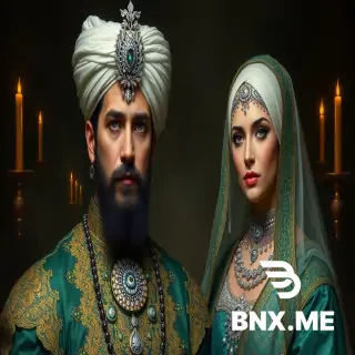 Aquí tienes el **prompt final** listo para copiar, pegar y ejecutar en tu generador de imágenes:  ```text Retrato de cuerpo entero de un majestuoso Sultán y una elegante Sultana de la época del Imperio Otomano, estilo hiperrealista, pintura al óleo de los antiguos maestros, iluminación dramática de luz de velas y claroscuro. El Sultán viste un lujoso Kaftan de brocado de seda color esmeralda oscuro con intrincados bordados en hilo dorado y botonaduras de plata, lleva un turbante blanco impoluto con un enorme broche de zafiro rodeado de filigrana plateada y una pluma de garza enjoyada. Su barba está perfectamente cuidada y su mirada es intensa y sabia. La Sultana a su lado lleva un vestido de terciopelo color vino con un corsé de orfebrería en plata repujada, un velo translúcido con lentejuelas de plata y una tiara dorada con esmeraldas y perlas barrocas en el cabello. Ambos están sentados en un trono doble de madera de nogal tallada con incrustaciones de nácar, marfil y pan de oro y plata. Fondo: interior del Palacio de Topkapi, arcos de herradura con mocárabes dorados, grandes ventanales con celosías geométricas por donde entra un rayo de sol polvoriento que ilumina las joyas. Detalles de época precisos: cimitarras enjoyadas con empuñadura de plata, anillos en cada dedo con gemas talladas, textura de la seda y el terciopelo extremadamente detallada. Contraste cromático: El lado izquierdo de la imagen (el Sultán) irradia tonos cálidos de oro y ámbar, mientras que el lado derecho (la Sultana) refleja tonos fríos de plata lunar y zafiro. --ar 16:9 --stylize 750 --v 6.1 ```