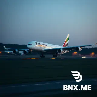 Airbus A380 With Livery of Emirates Taking Off the Runway