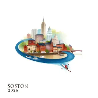 A striking Spring 2026 city poster for Boston with an elegant celebratory mood and a bold contemporary design. On a clean off-white textured background with large areas of negative space, a miniature single sculler rows across the lower right corner of the image on a narrow ribbon of reflective water. The wake from the oar sweeps upward in a dynamic calligraphic curve, gradually transforming into the Charles River and then into a dreamlike hand-painted panorama of Boston. Inside this flowing river-shaped composition are iconic Boston elements: the Back Bay skyline, Beacon Hill brownstones, Acorn Street, Boston Public Garden, Swan Boats, Zakim Bridge, Fenway-inspired details, historic brick architecture, harbor ferries, and the city’s waterfront atmosphere. Soft morning fog, golden spring light, subtle festive accents in crimson and gold, rich detail, layered depth, sophisticated city-poster aesthetics, fresh and refined, visually powerful but not overcrowded. Elegant typography in the lower left reads “SPRING 2026” with a vertical slogan “BOSTON, A CITY OF RIVER, MEMORY, AND INVENTION”, text clear and beautifully composed, premium graphic design, 9:16