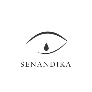 Prompt Generate Gambar: Subject: A highly elegant, minimalist logo for a coffee shop named "Senandika". The symbol is an abstract single continuous line forming a serene, closed eye, but the line spirals inward at the pupil to subtly form a droplet, representing a tear of self-realization or the last drop of coffee. Style: Ultra-minimalist, sophisticated, luxury branding, spiritual depth. The line is perfectly smooth, fluid, of varying thickness, deep charcoal grey on a warm, textured off-white paper background. Composition: The symbol is perfectly centered above the name "SENANDIKA" in an elegant, widely-spaced, refined serif font. Mood/Philosophy: Inner dialogue, profound solitude, meditative silence, quiet elegance. It is a visual whisper, not a shout. Negative Constraints: No literal coffee cup, no coffee beans, no generic steam, no rustic or vintage woodcut style, no script fonts that are hard to read. Do not resemble Starbucks, % Arabica, or Blue Bottle Coffee. Absolutely unique symbol.