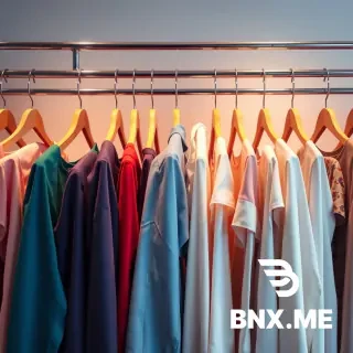 Make a photo for clothes shop. Which will be suitable for Facebook profile picture. It should be elegant, simple, beautiful. With beautiful colours. It should be very effective for Facebook profile picture . Do not write any words on the photo. Make it super realistic and use lots of closes hanged on the hanger