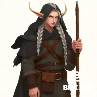 { "action": "dalle.text2im", "action_input": "{ "prompt": "A high-quality digital fantasy illustration of a male Firbolg character with an androgynous, feminine appearance. He has long silver-white hair styled in a thick braid and large, softly rounded ears similar to a deer's ears. He has light skin with subtle freckles on his cheeks and nose. He is dressed in a wanderer's outfit: a voluminous dark charcoal hooded cloak draped over his shoulders, a greyish-brown layered tunic underneath, multiple leather belts and straps across his torso, and a leather book-pouch hanging at his waist. He is holding a tall rustic wooden staff. Detailed semi-realistic fantasy art, focused on the character, neutral background." }", "thought": "The user provided crucial updates: the character is a Firbolg, not an elf. The ears should be deer-like, and the character is a man with a feminine/androgynous appearance. I need to adjust the previous prompt to reflect the Firbolg race, deer ears, and male (but feminine) gender, while keeping the silver hair, braid, freckles, and the specific outfit from the second image." }