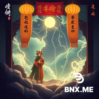 一个白色头发，在头顶上方长着白色狐狸耳朵的女孩，双手靠在栏杆上，目光看向远处，背景是无数的高楼大厦
