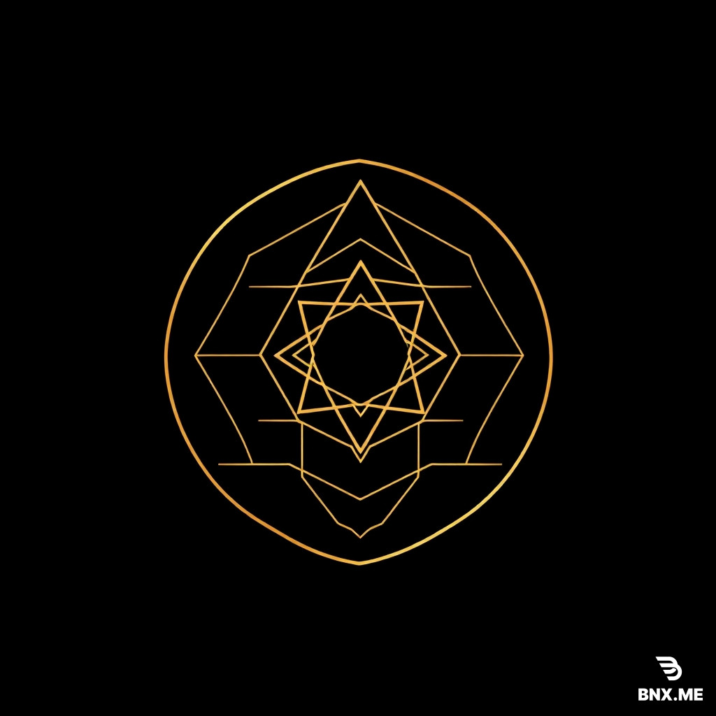 Premium geometric luxury wall art, elegant minimalist composition, intricate sacred geometry patterns with interlocking golden lines and shapes on deep matte black background, subtle metallic gold foil effect, Art Deco and modern fusion, high contrast, sophisticated luxury aesthetic, perfect composition for 18x24 inch vertical poster, clean negative space, museum quality fine art print, dramatic lighting with soft gold highlights --ar 3:4 --stylize 250 --v 6
