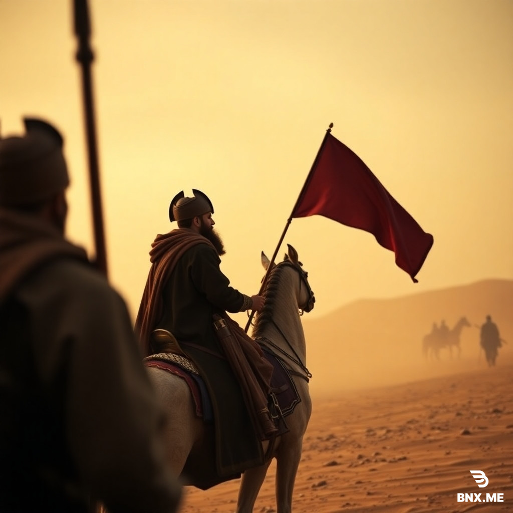 je veux une couverture pour video 9:16 qui parle de la veille de la bataille de achoura et l'imam hussein a un rendez vous avec le chef de l'armé de Yazid, il faut que se soit dans le desert de karbala acette epoque sans texte et triste et dramatique