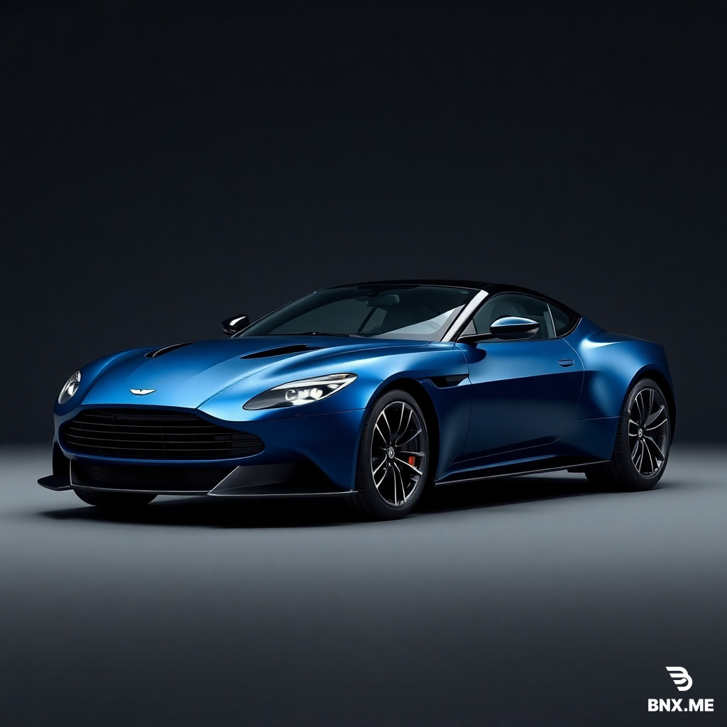 create a hyperrealistic aston martin vantage  2025 in dark blue matt