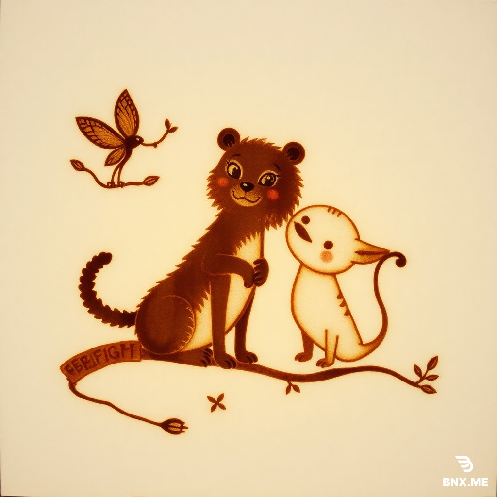 Create a photo of wet etching and dry etching with cute characters
