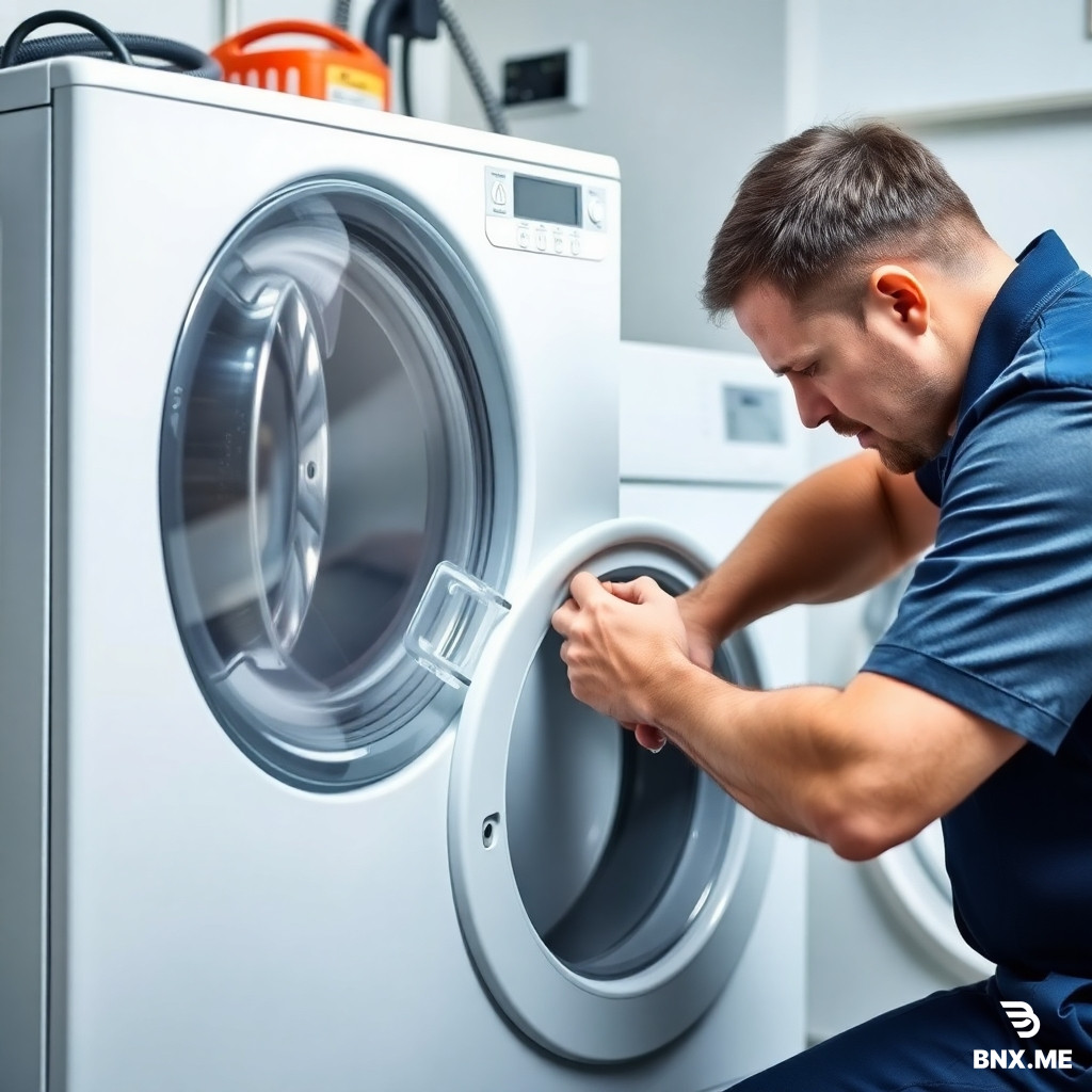 Photo of a technician repairing a washing machine