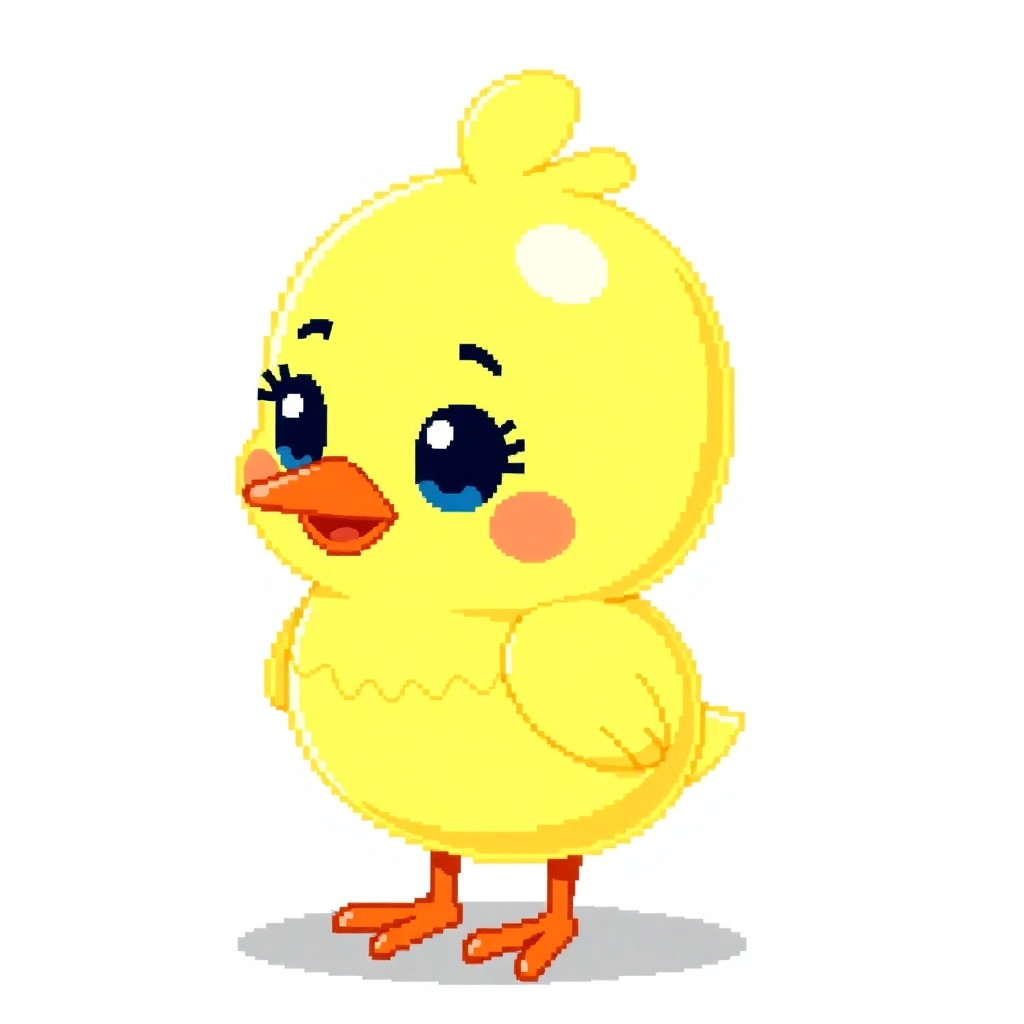 16-bit baby chick, flat 2d, realistic