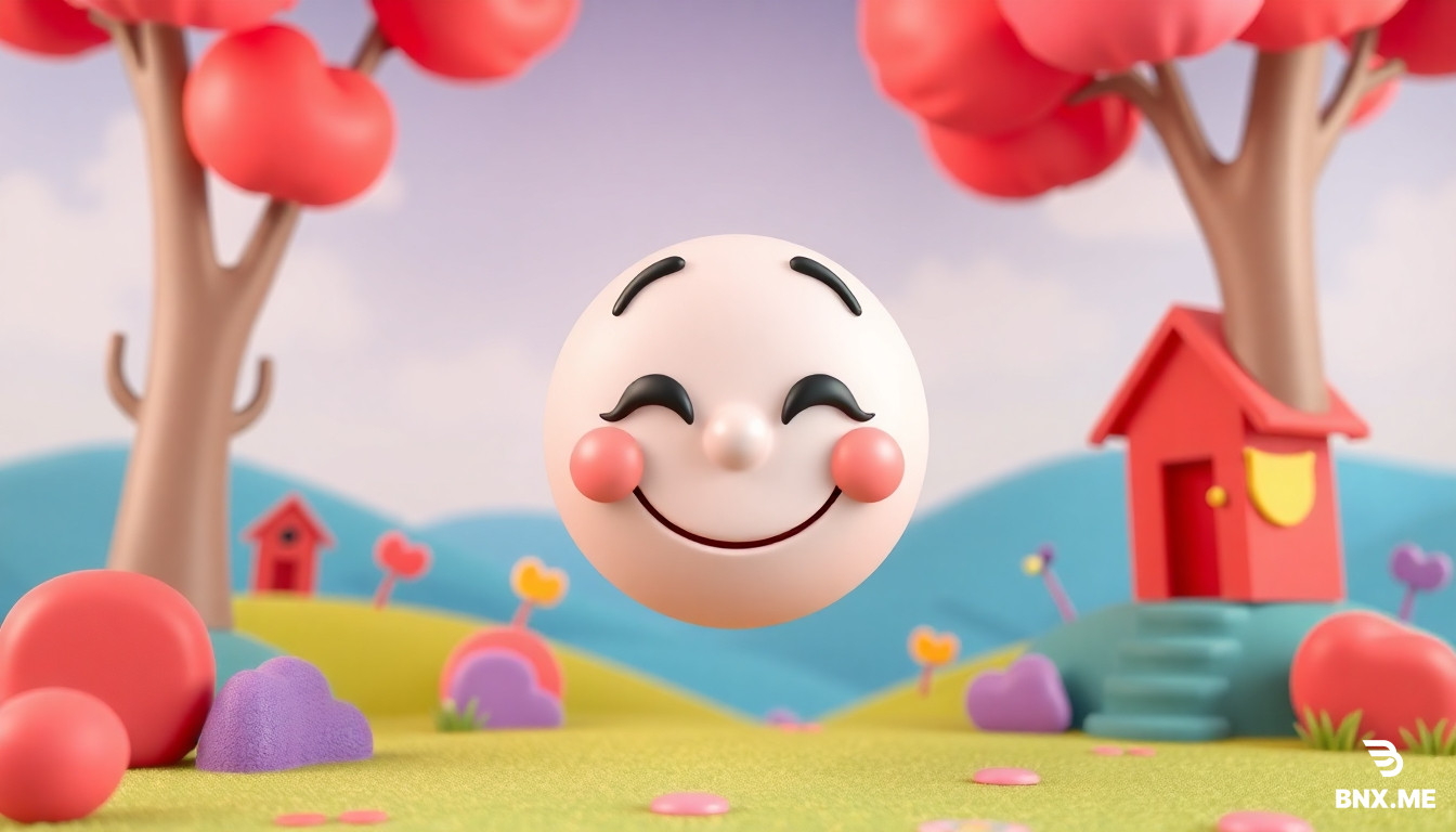 Smily face 3d model kids cartoon landscape for a YouTube channel, family friendly. Colorful background. FOR YOUTUBE CHANNEL BANNER. 2560 x 1440 Pixels