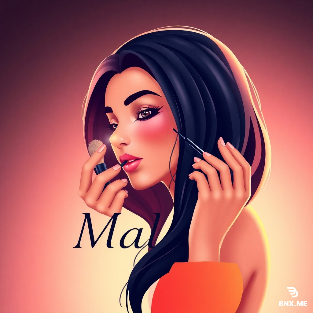 Design me a logo for a beauty brand called Malika. Use a picture of a girl who is doing makeup.