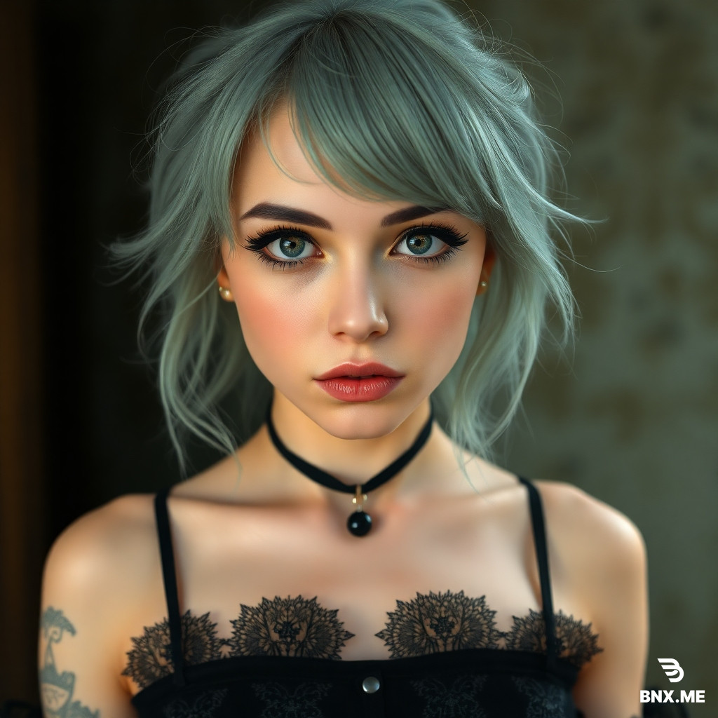 goth girl with huge tits, covered in cum