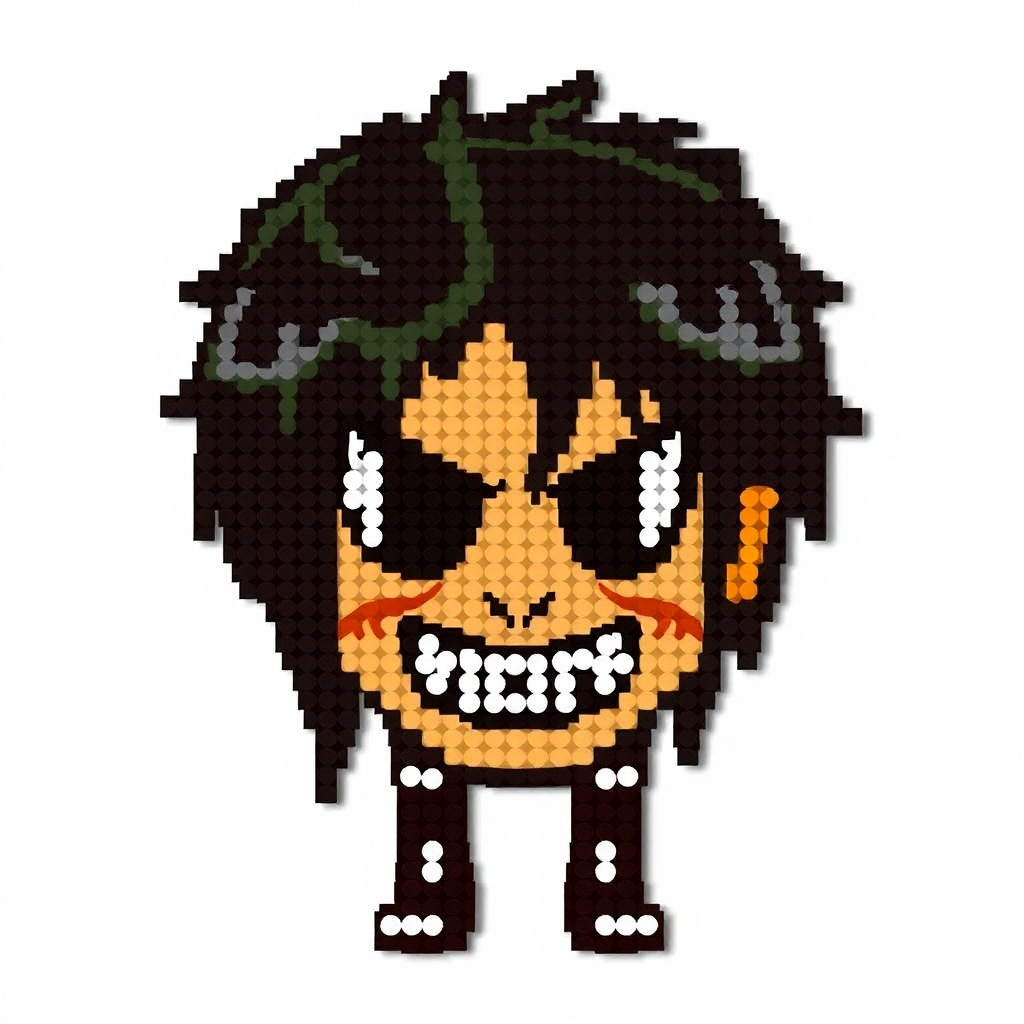 Necesito crear una plantilla de 35 x35 de hama beads sobre el titán de ataque de attack on titan y por favor que se parezca un poco a