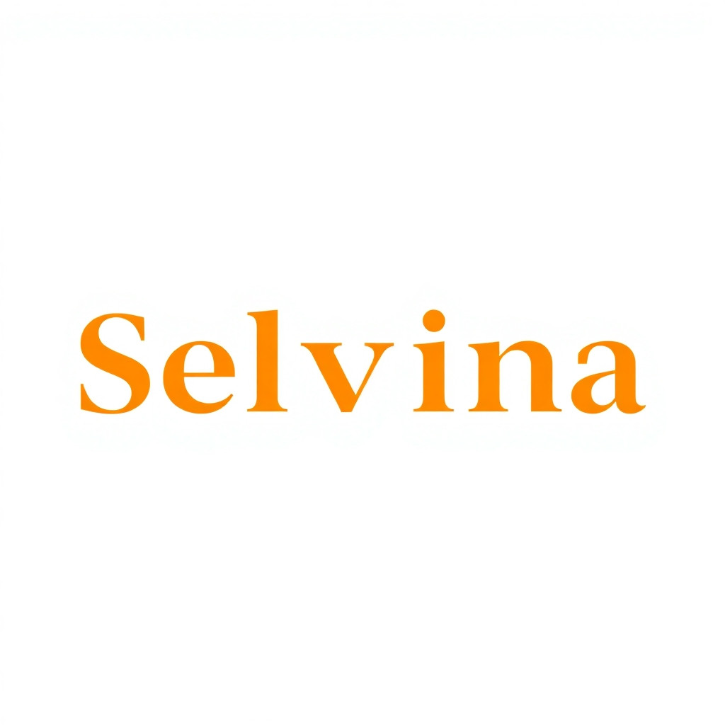 A two-tone text logo featuring the name "Selvina" in large, modern letters. The font is characterized by beautifully overlapping, elongated strokes. Below the name "Selvina" is the word "sweet." The logo is in orange and olive green, with a white background.