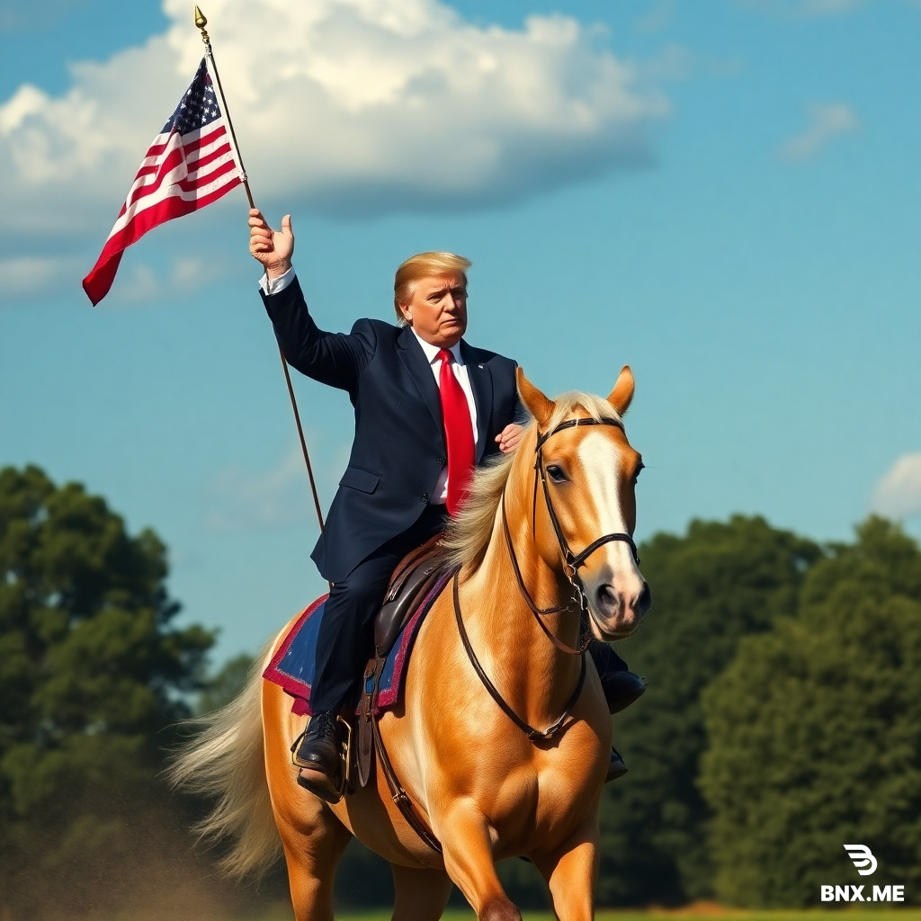 Trump riding a horse